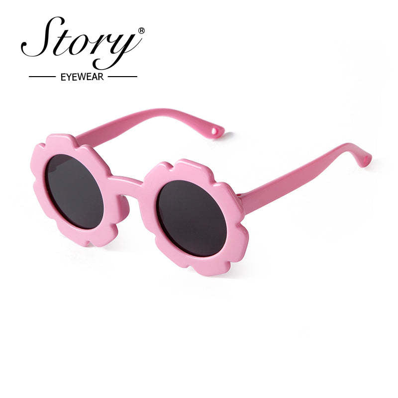2024 New Children's  Floral Sunglasses Soft Adhesive Material Cartoon Polarized Light,Fashion Style Colorful Sunglasses