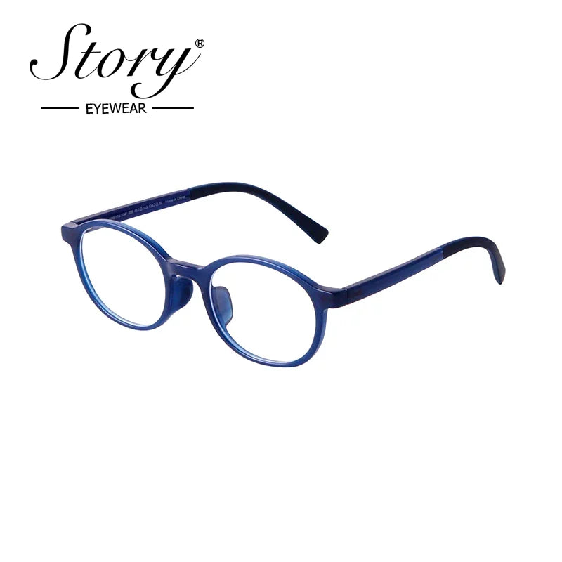 STORY Fashion Oval Anti-blue Kids Glasses TR90 Frame Girl Boy